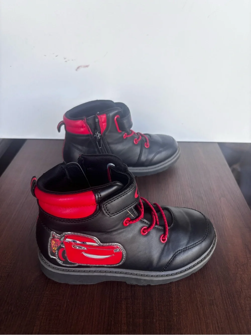 Kids Black and Red Lightning Car High-Top Shoes